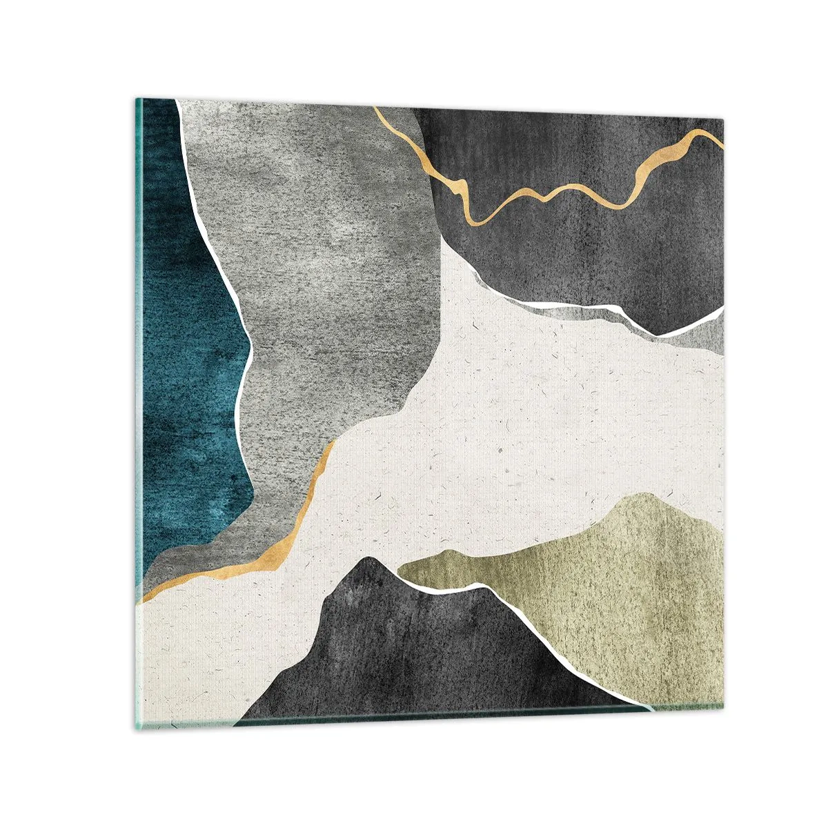 Glass picture - Mosaic Composition with a Gold Thread - 40x40 cm