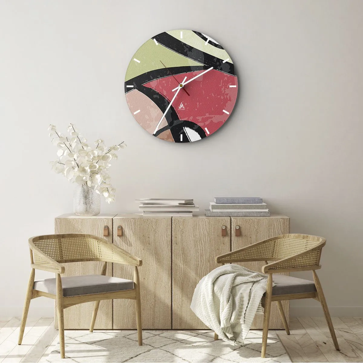Wall clock - Clock on glass - Pirouettes Among Colours - 40x40 cm