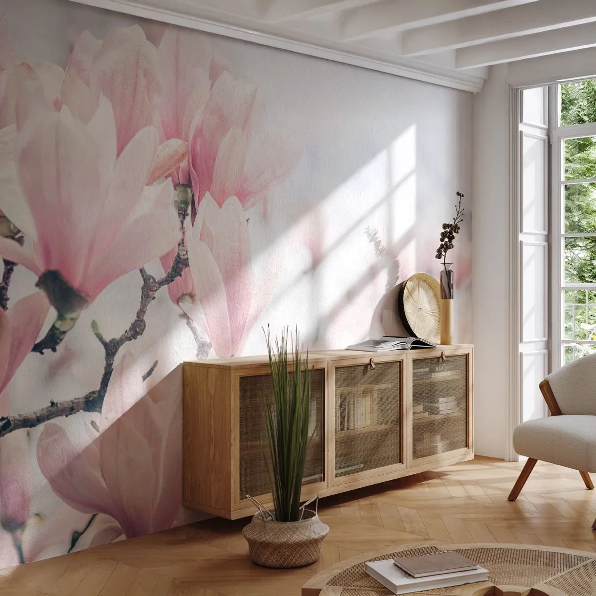 Photo Wallpaper Premium Canvas - Ideal of Subtlety - Magnolia, Flowers, Magnolia Tree - 150x105 cm