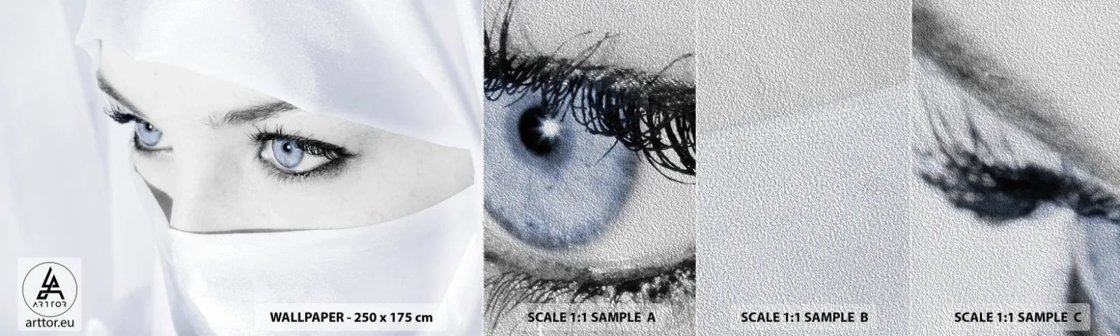 Photo Wallpaper Sample Premium Sand - Straight from 1001 Nights - Woman, Eyes, Culture - 100x30 cm