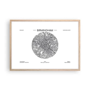 Poster in light oak frame - Anatomy of Birmingham - 70x50 cm