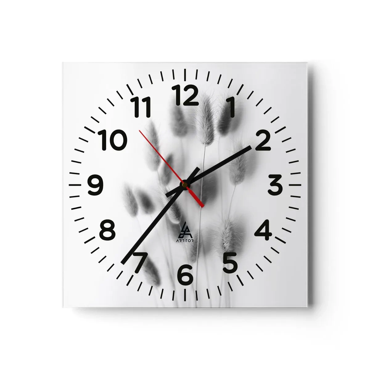 Wall clock - Clock on glass - Her Softness Grass - 40x40 cm