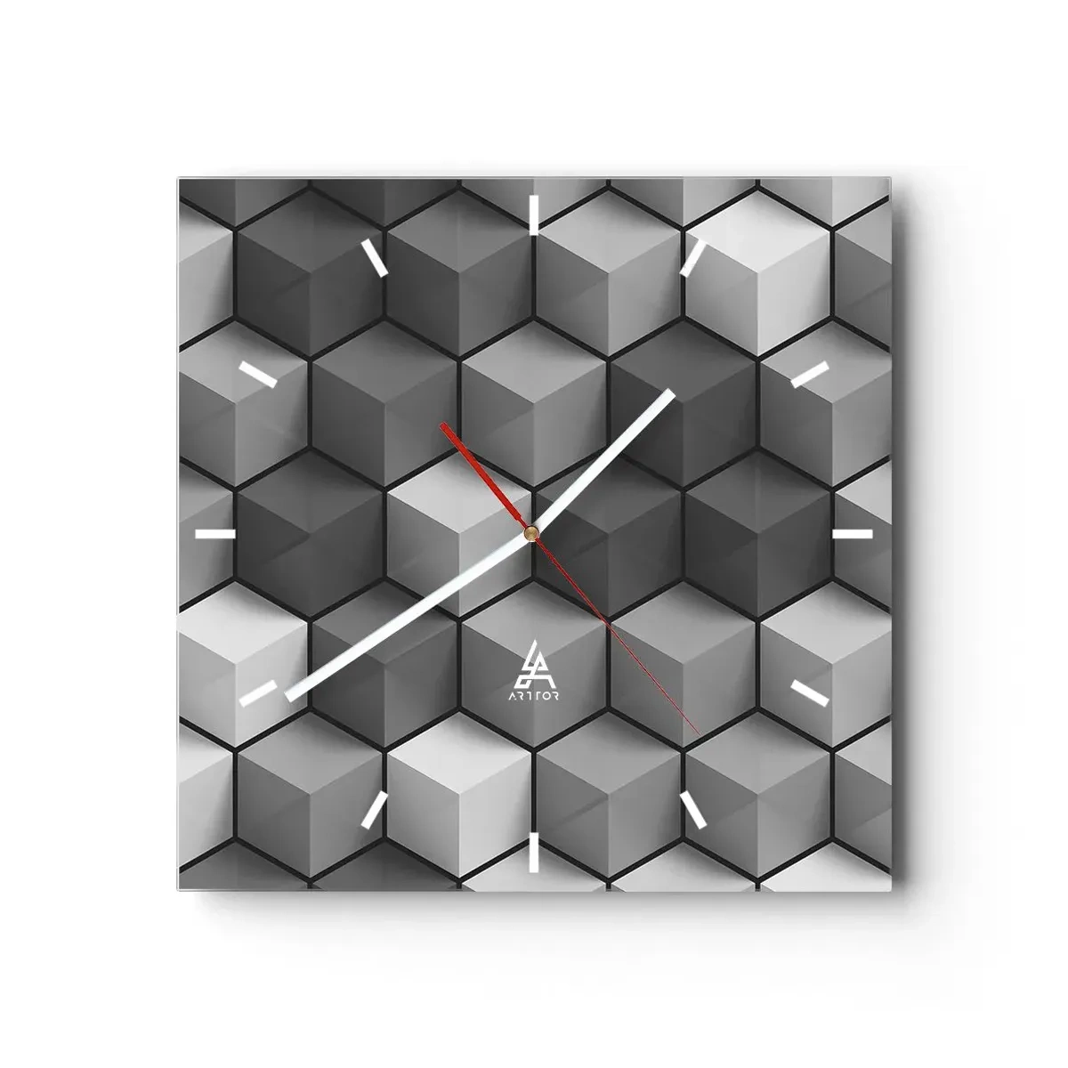 Wall clock - Clock on glass - Cubist Jigsaw - 30x30 cm