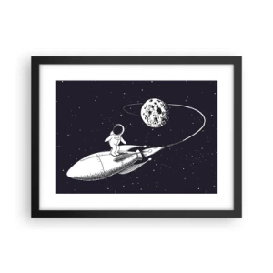 Poster in black frame - Space Surfer - 40x30 cm