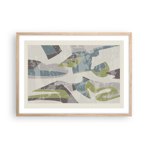 Poster in light oak frame - Composition with Window Pane - 70x50 cm