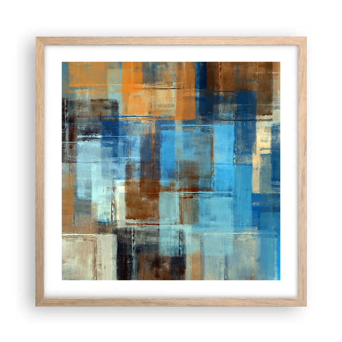Poster in light oak frame - Through Blue Curtain - 50x50 cm
