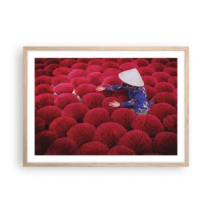 Poster in light oak frame - In the Rice Field  - 70x50 cm