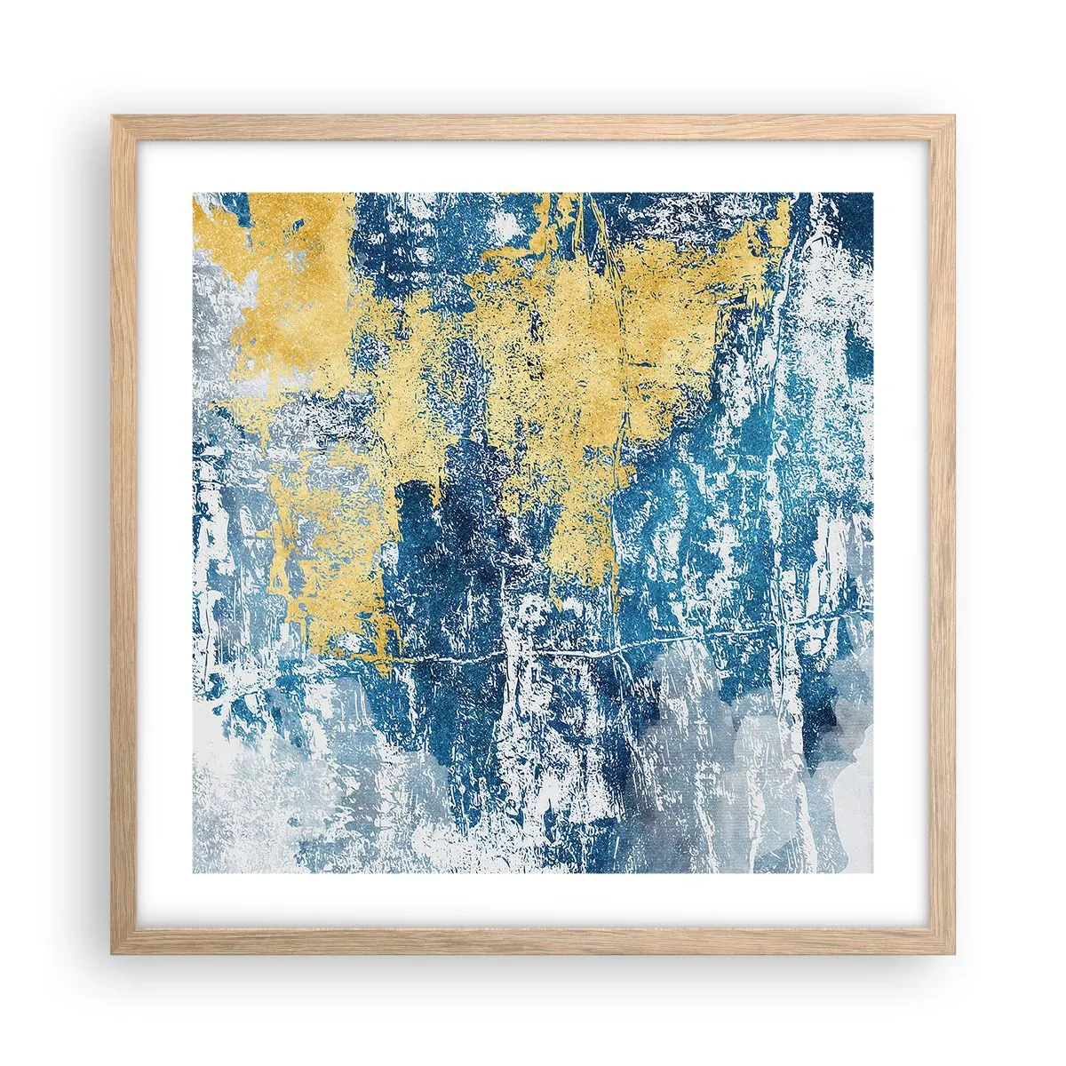 Poster in light oak frame - Abstract Full of Optimism - 50x50 cm