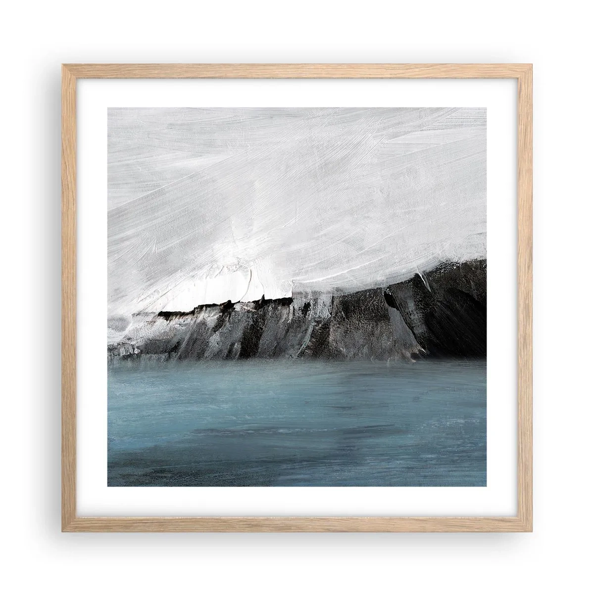Poster in light oak frame - Water-Earth: Clash of Elements - 50x50 cm