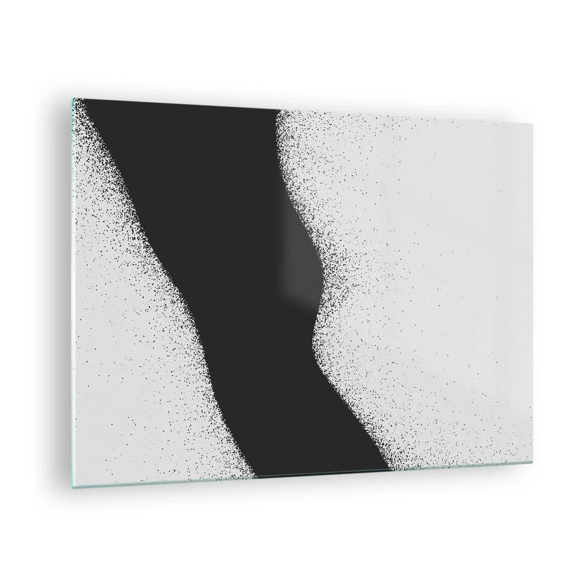 Glass picture - Minimalist black and white abstraction with a point gradient - 70x50cm - Fluid Balance - Modern wall decoration for the living room and bedroom ARTTOR