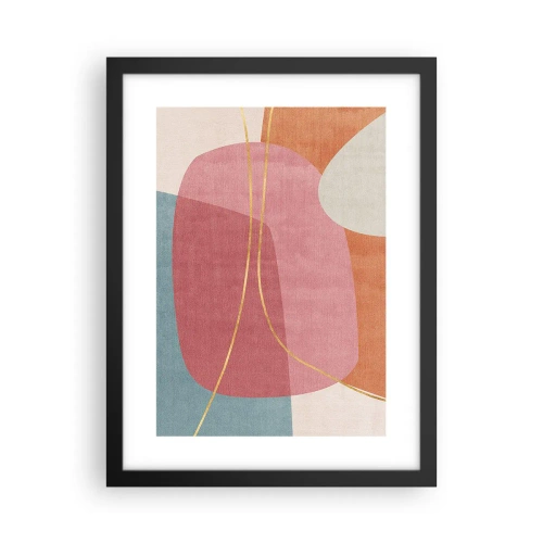 Poster in black frame - Pastel Composition with a Golden Note - 30x40 cm