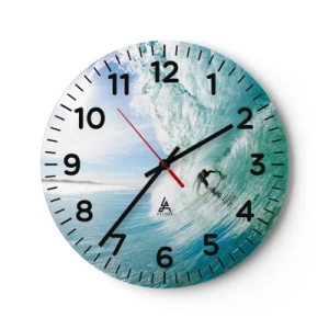 Wall clock - Clock on glass - Riding the Wave - 30x30 cm