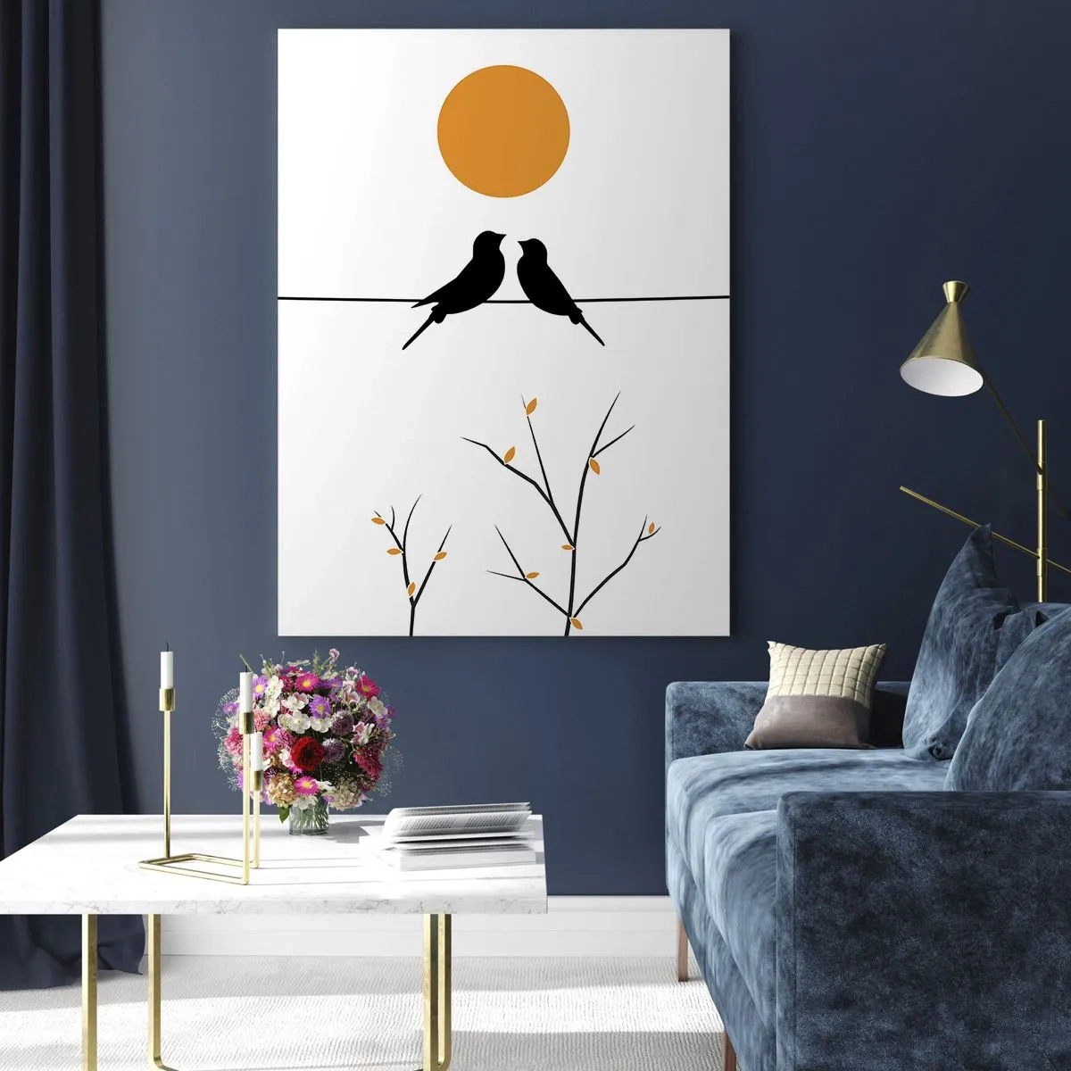 Glass picture - Nightingale Evening - 50x70 cm