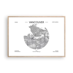 Poster in light oak frame - Anatomy of Vancouver - 100x70 cm