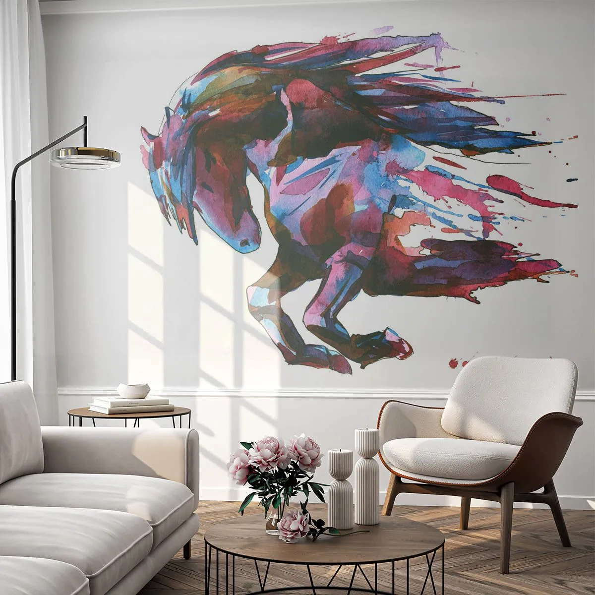 Self-Adhesive Photo Wallpaper Deluxe Sticker - In Elation - Animals, Abstraction, Horse - 250x175 cm