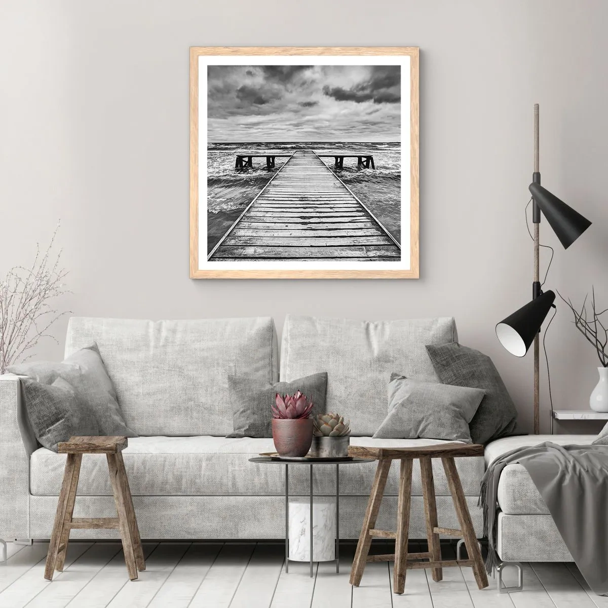 Poster in light oak frame - Waiting for the Wind to Blow away - 40x40 cm