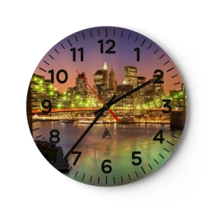 Wall clock - Clock on glass - Here Light is Always on - 40x40 cm