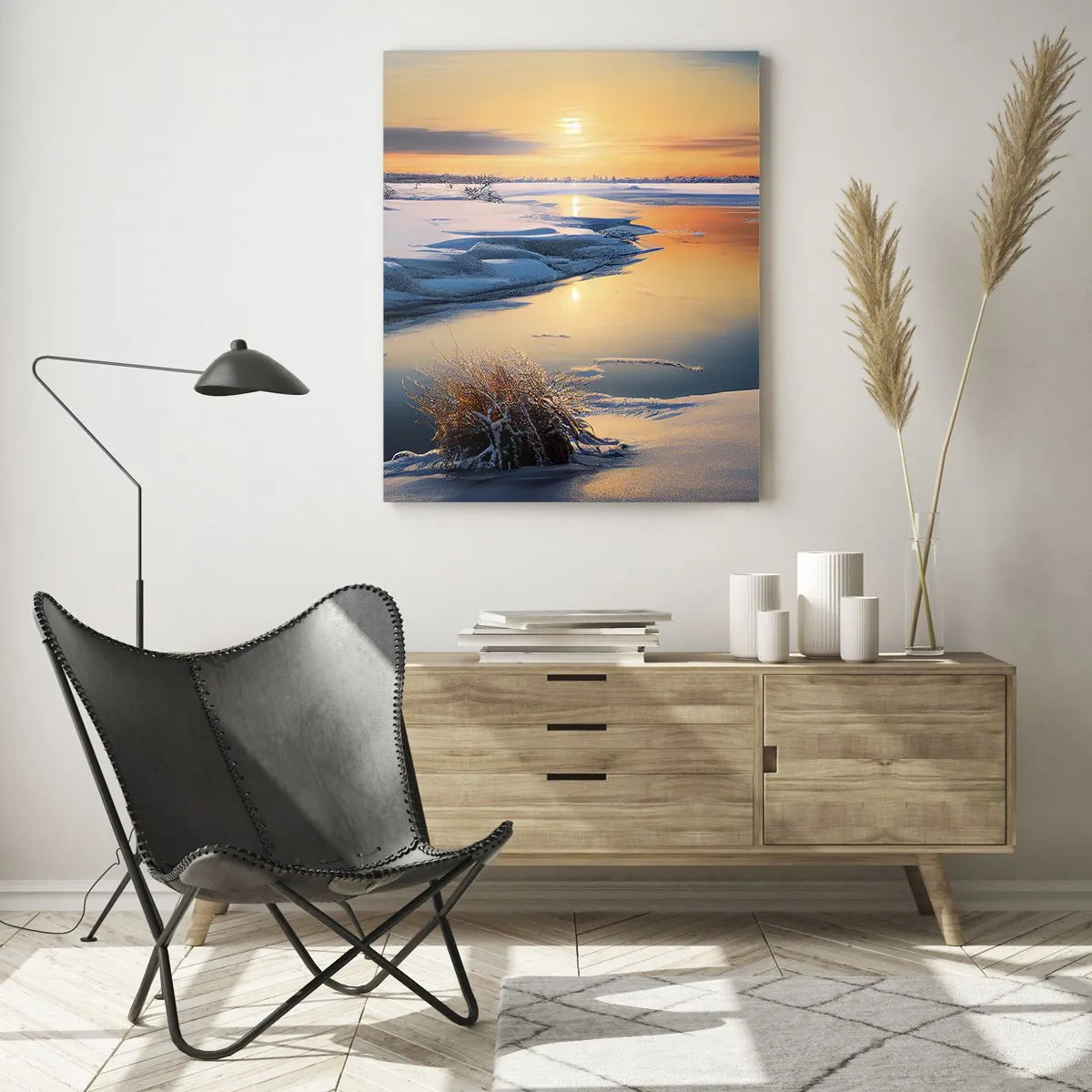 Glass picture - Winter Sunset - 80x120 cm
