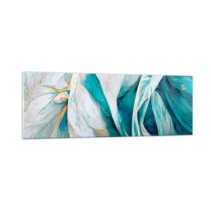 Glass picture - Blue Abstract with a Golden Motif - 90x30 cm
