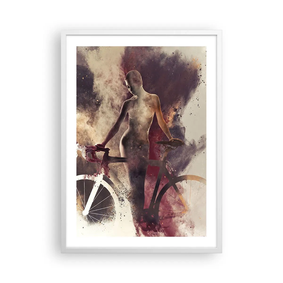 Poster in white frmae - Marble Sculpted Biker's Soul - 50x70 cm