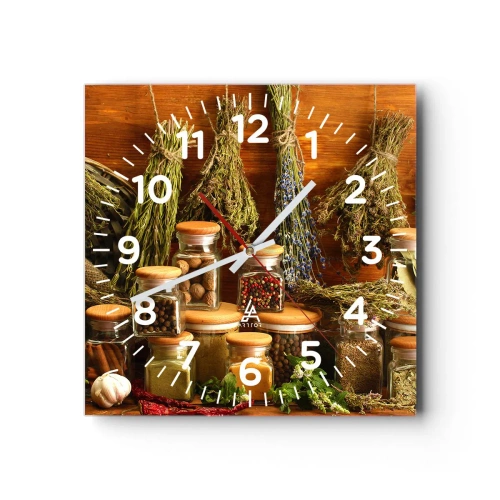Wall clock - Clock on glass - Kitchen Magic - 30x30 cm