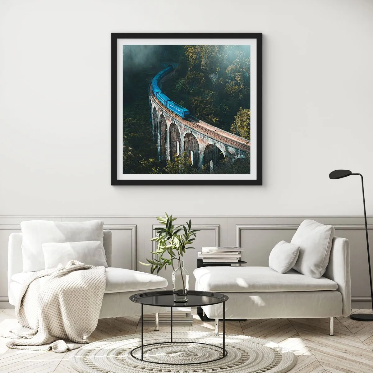Poster in black frame - Train through Nature - 30x30 cm