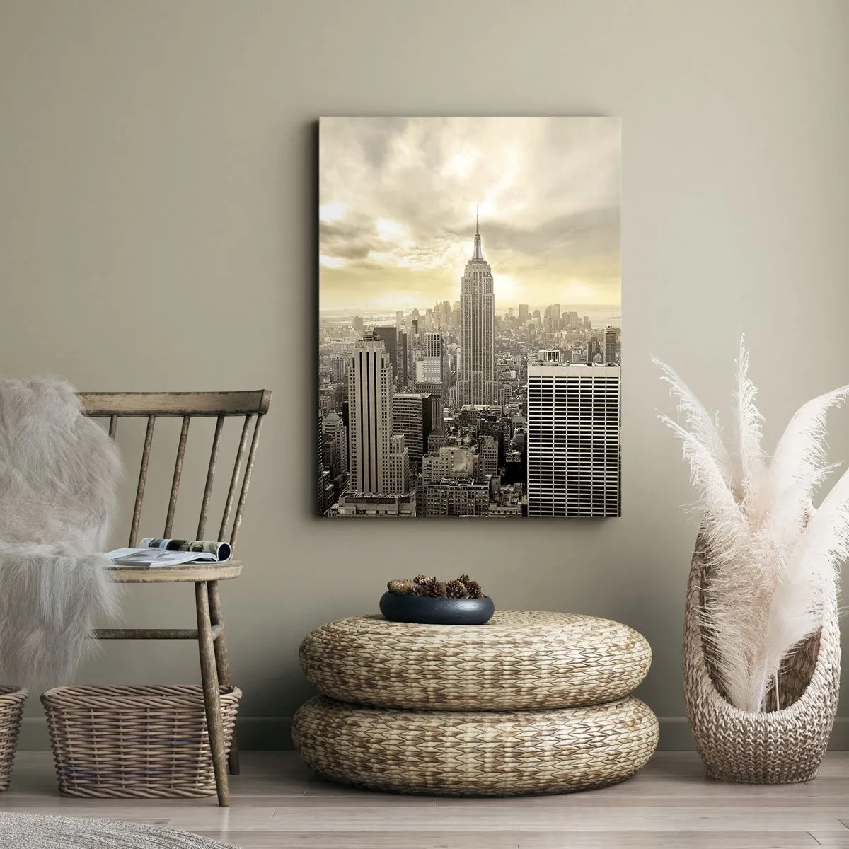 Canvas picture - New York Woven in Grey - 55x100 cm