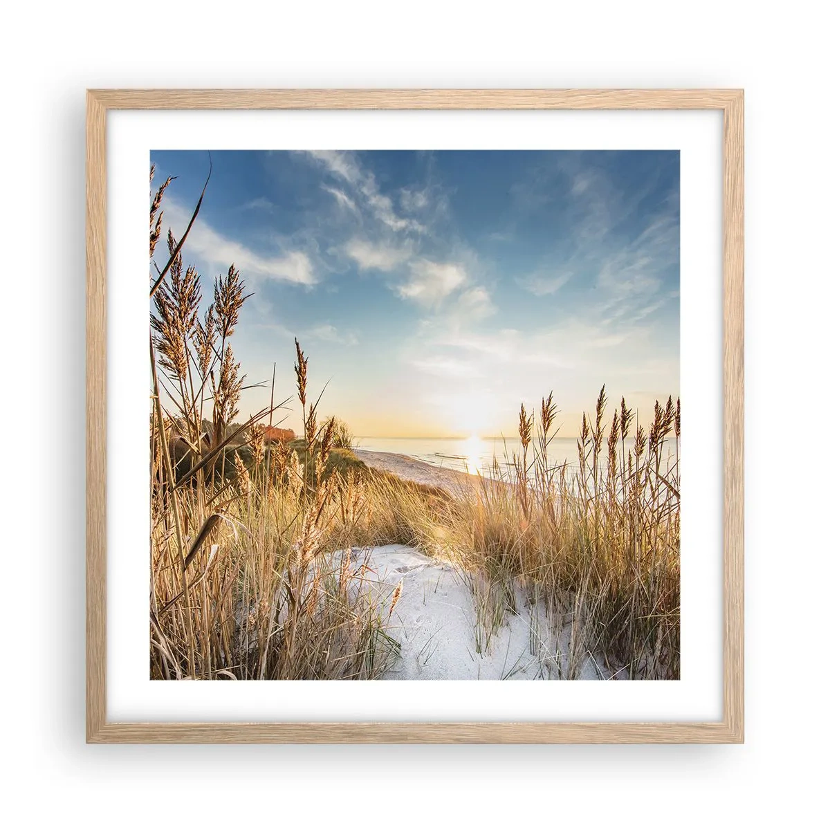 Poster in light oak frame - Northern Beach - 50x50 cm