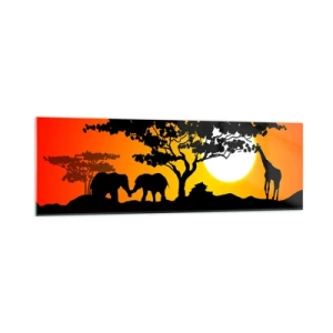 Glass picture - Encounter on a Savannah - 160x50 cm