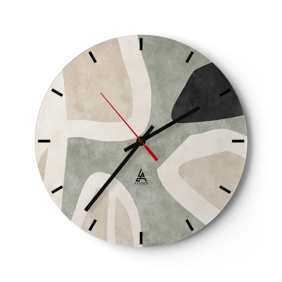Wall clock - Clock on glass - Composition with a Black Motif - 40x40 cm