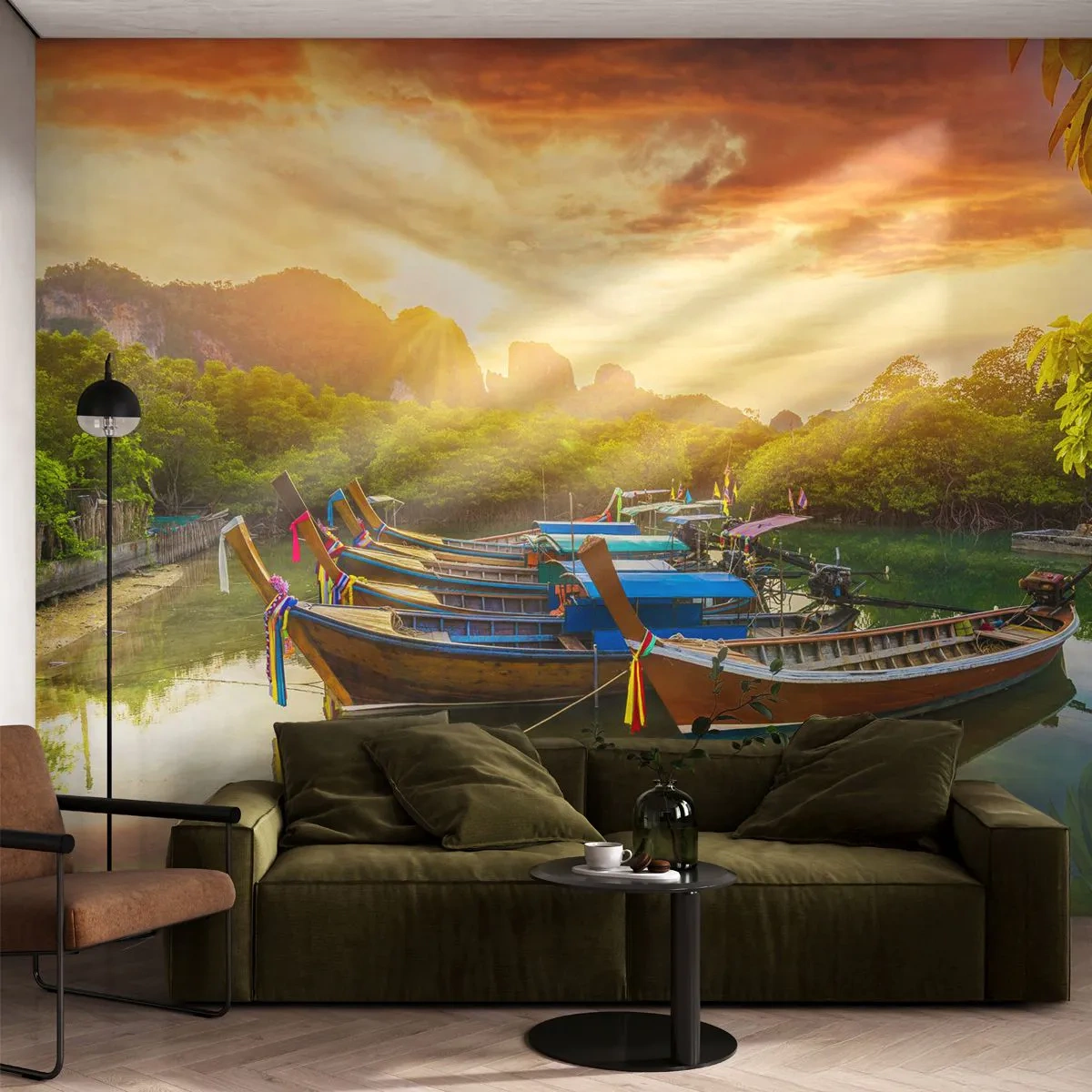 Photo Wallpaper Premium Canvas - At the Start of a Busy Day - Landscape, Thailand, Sea - 200x140 cm