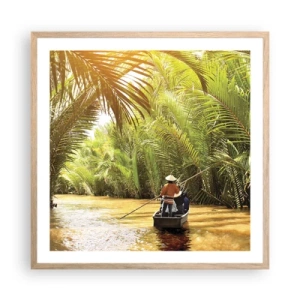 Poster in light oak frame - Through a Palm Ravine - 60x60 cm