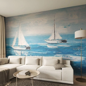 Photo Wallpaper Standard Eco - With a Friend by the Side - Landscape, Sailboats, Nautical - 250x175 cm