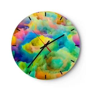 Wall clock - Clock on glass - Rainbow Fluff - 40x40 cm