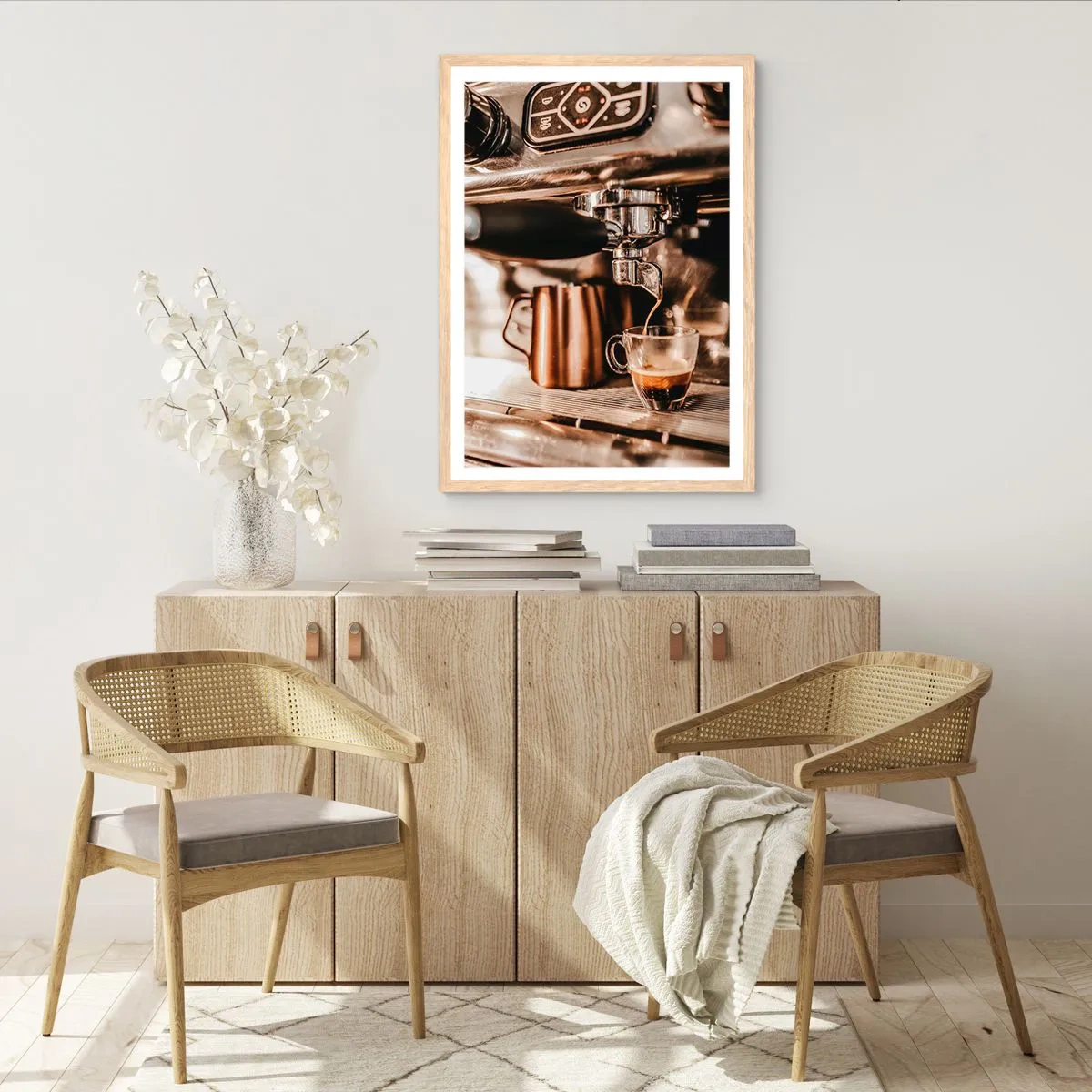 Poster in light oak frame - Glow of a Coffee - 61x91 cm