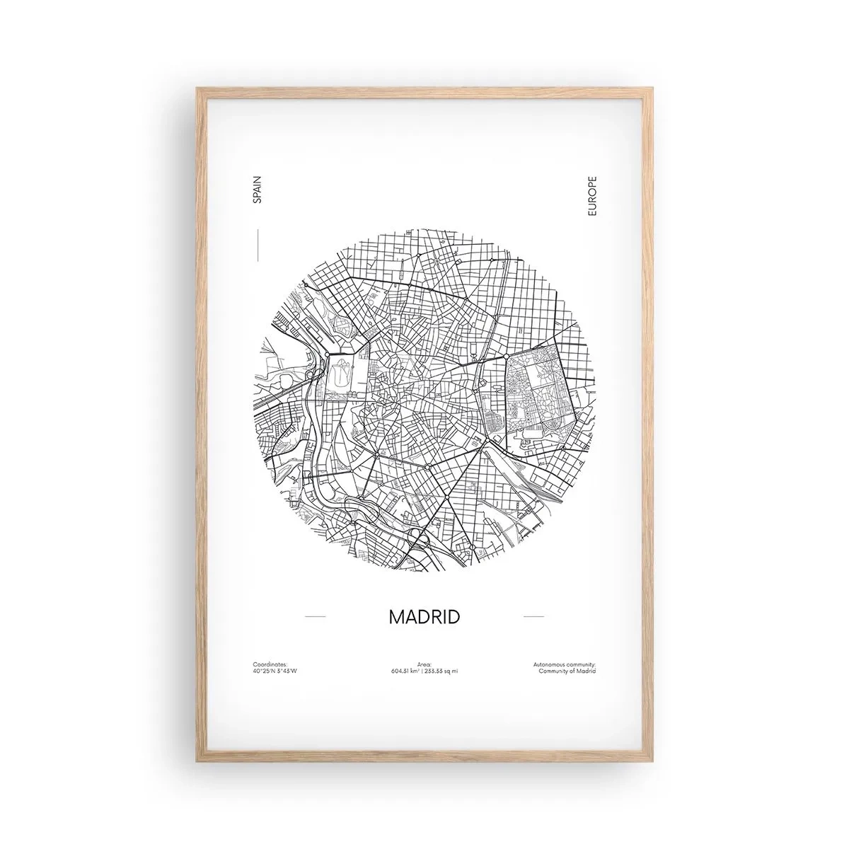 Poster in light oak frame - Anatomy of Madrid - 61x91 cm