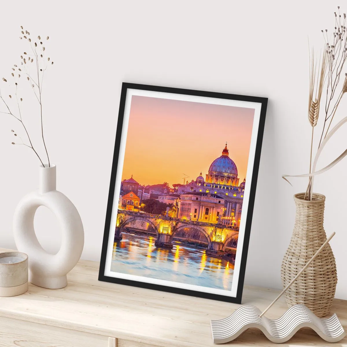 Poster in black frame - Twilight over Eternal City - 61x91 cm
