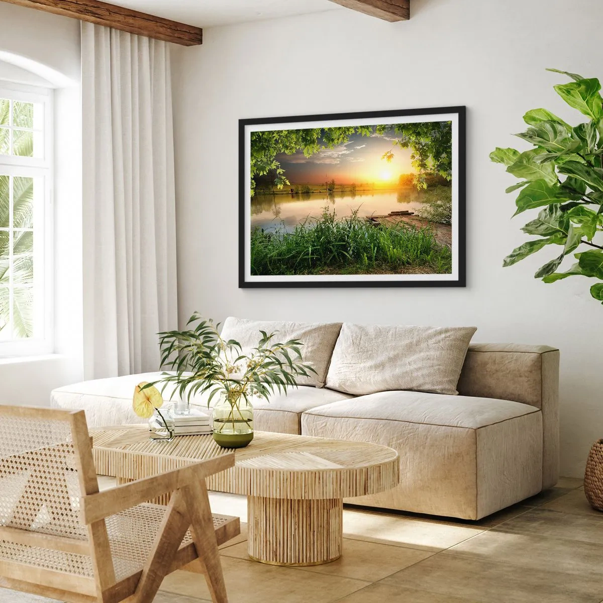 Poster in black frame - Landscape in a Green Frame - 91x61 cm