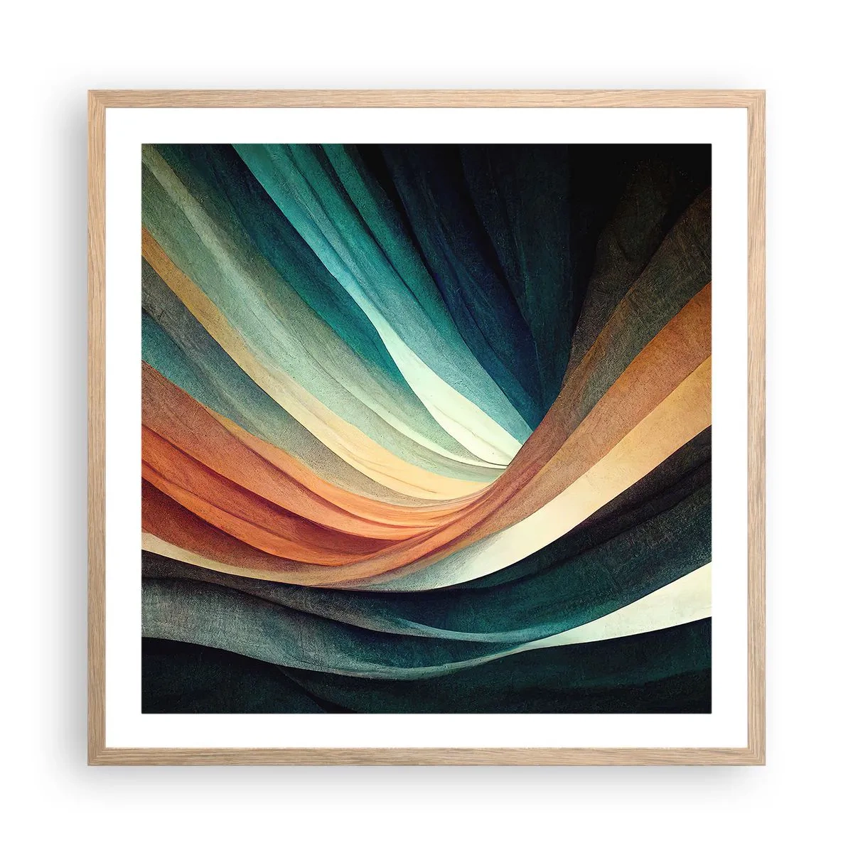 Poster in light oak frame - Woven from Colours - 60x60 cm