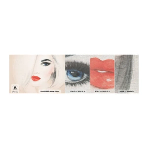 Photo Wallpaper Sample Premium Canvas - Mesmerizes and Intoxicates - Portrait of a Woman, Woman's Face, Red lips - 100x30 cm