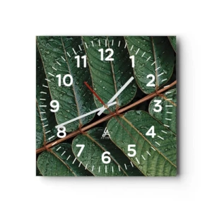Wall clock - Clock on glass - In Green Rhythm - 30x30 cm