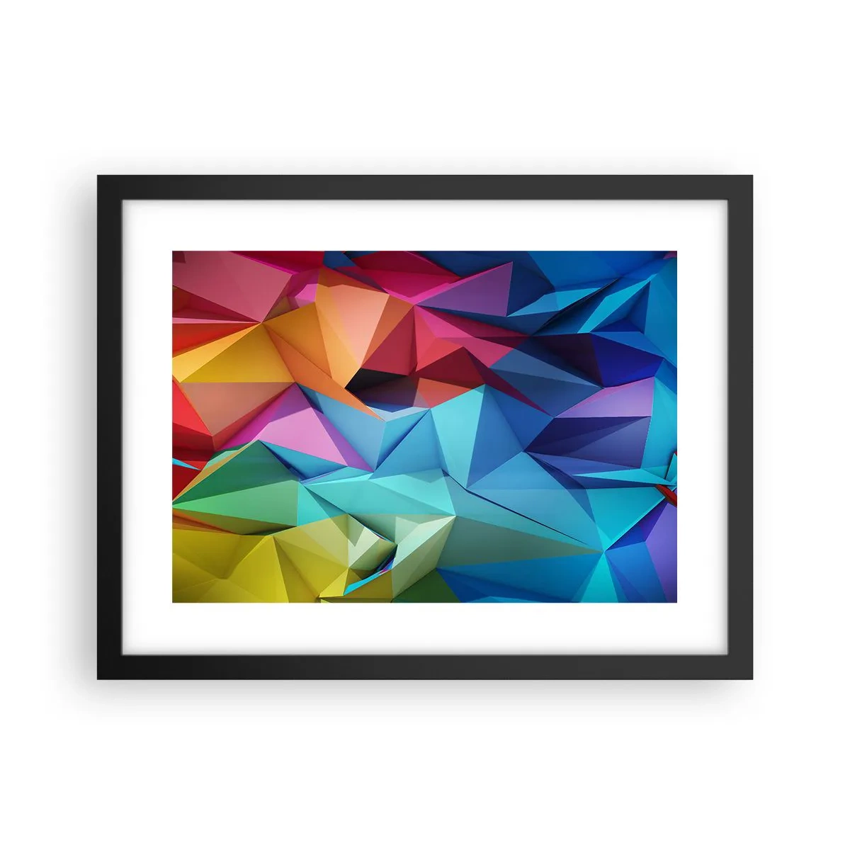 Poster in black frame - Rainbow Origami - 40x30 cm