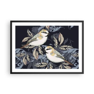 Poster in black frame - Blue and Yellow Chirp - 70x50 cm