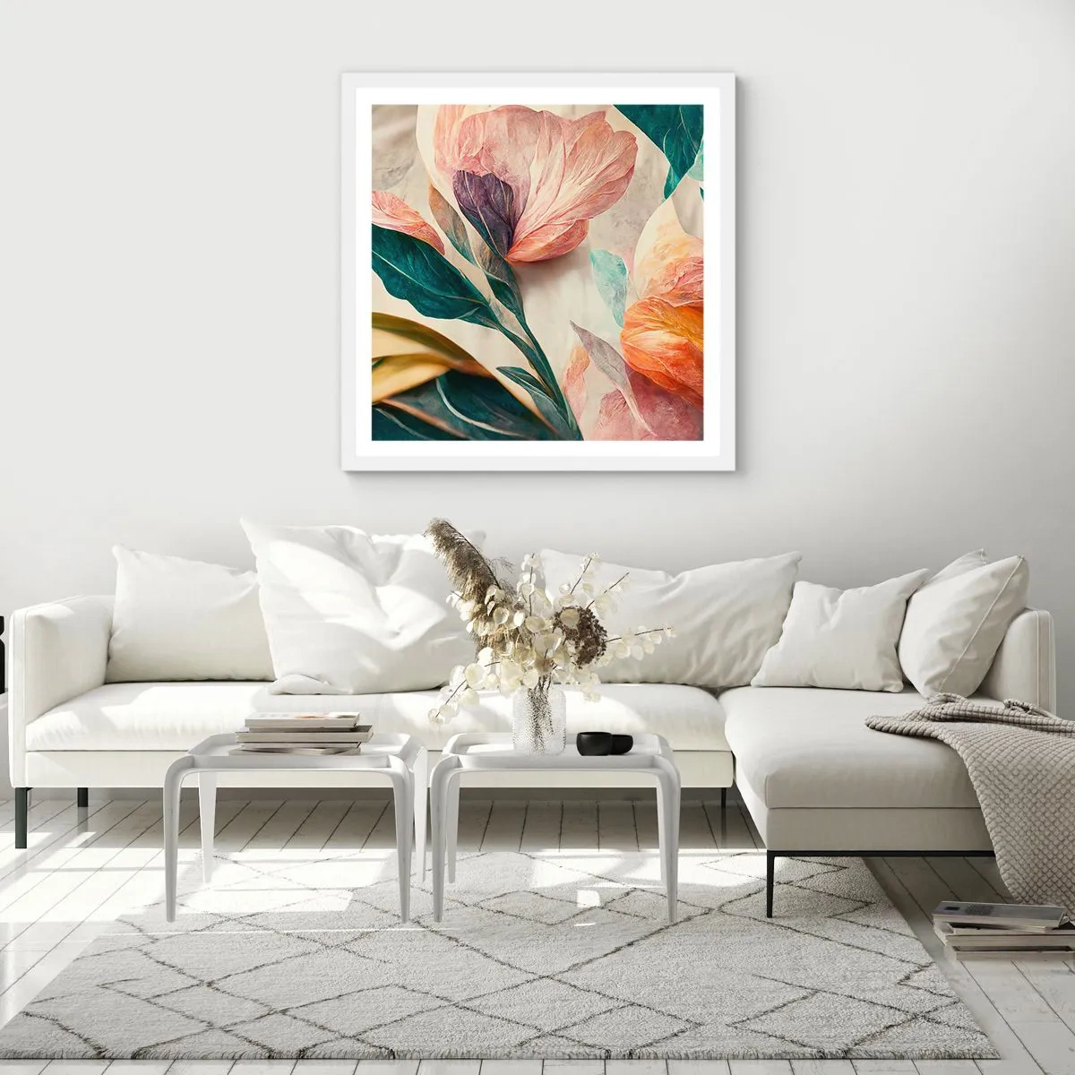 Poster in white frmae - Flowers of Southern Islands - 60x60 cm