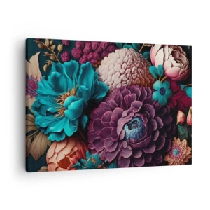 Canvas picture - A bouquet of flowers in intense colors on a dark background - 70x50cm - Rich Nature - Modern wall decoration for the living room and bedroom ARTTOR