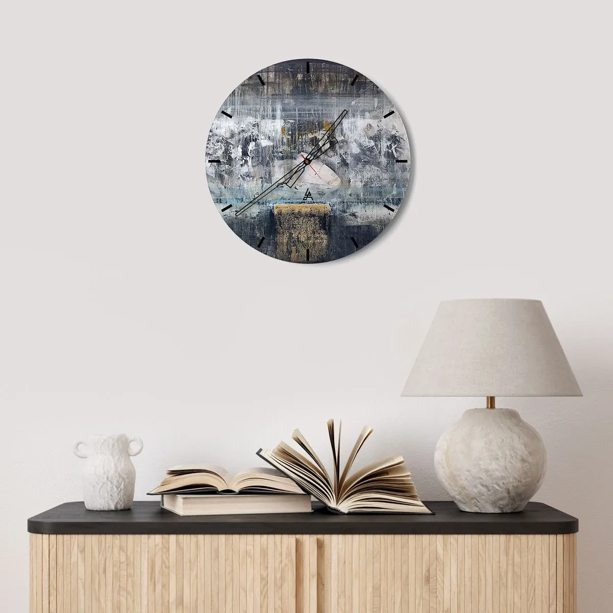 Wall clock - Clock on glass - Icy Path - 40x40 cm