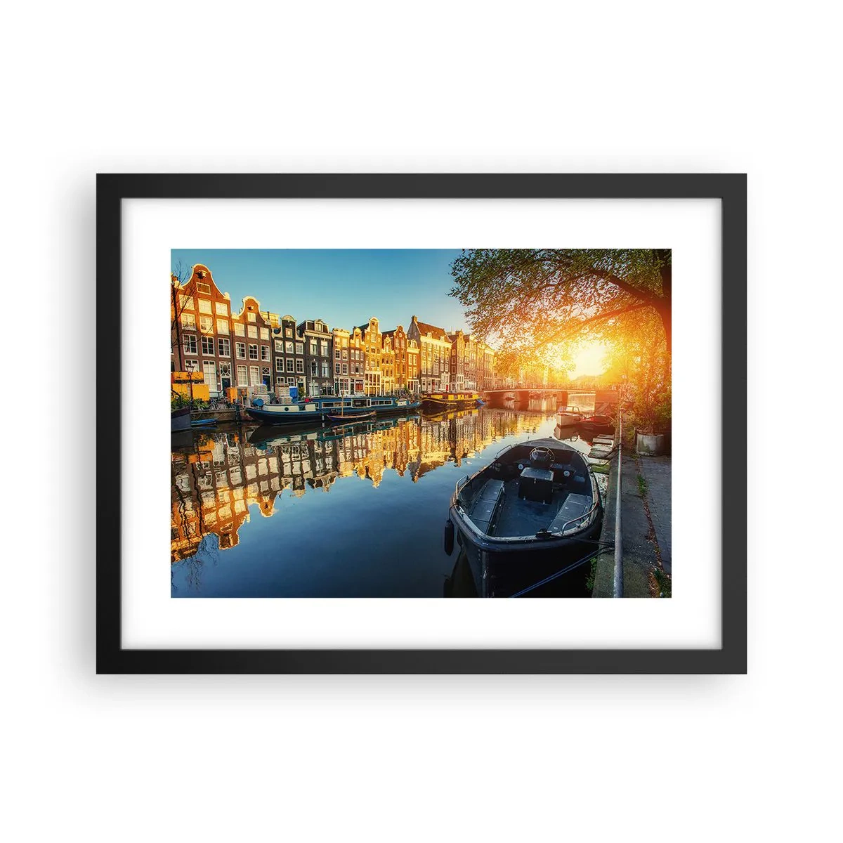 Poster in black frame - Morning in Amsterdam - 40x30 cm