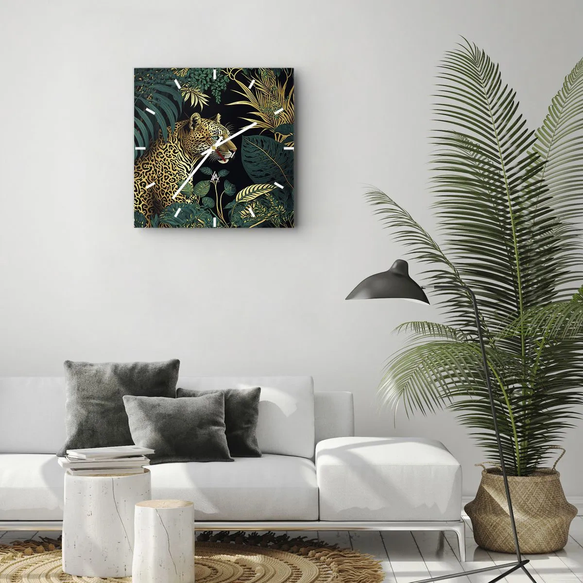 Wall clock - Clock on glass - Host in the Jungle - 40x40 cm