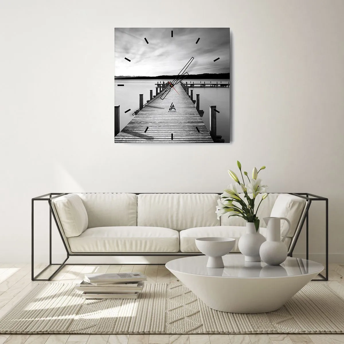 Wall clock - Clock on glass - Lake of Peace - 40x40 cm