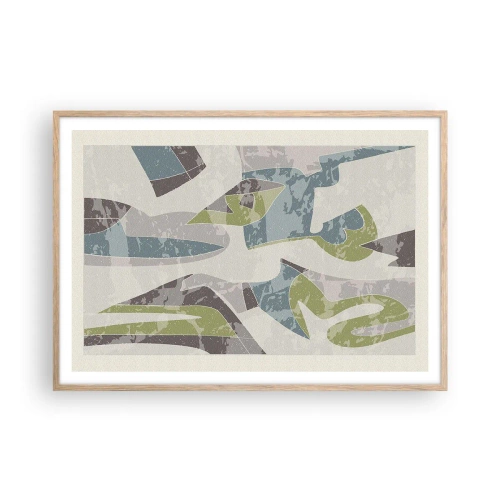 Poster in light oak frame - Composition with Window Pane - 100x70 cm